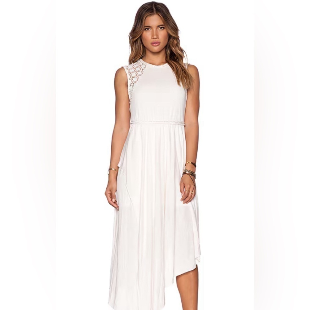 Free People Womens Sleeveless Shift Dress Size Small Pink Crochet Asymmetric